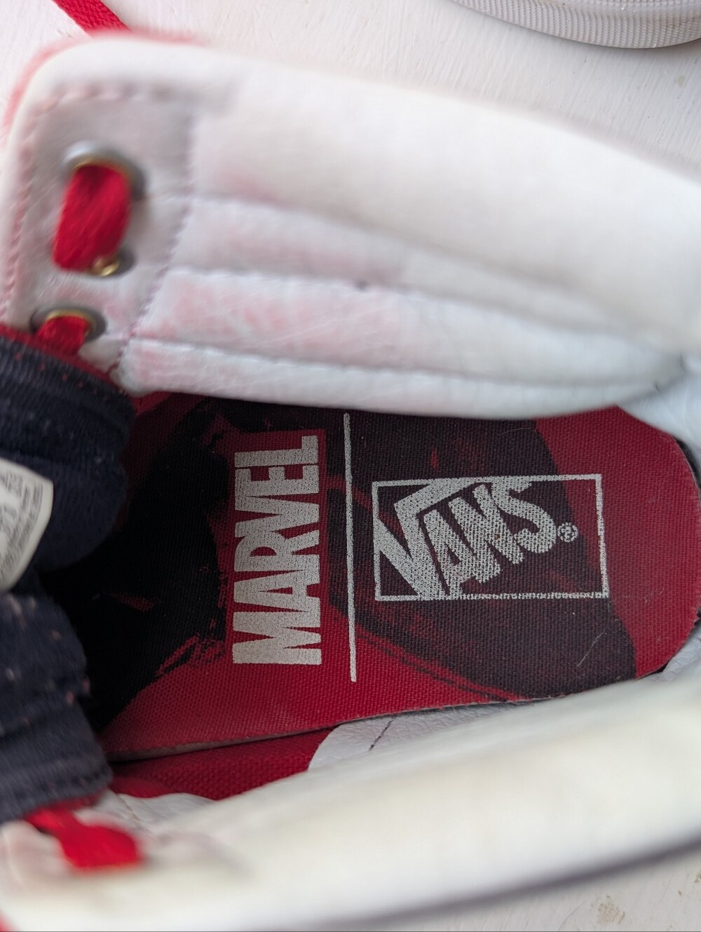 Vans Marvel Red Suede, Blue, Gold High-Top Sneakers. Women's 7/Men's 5.5. - Picture 7 of 7